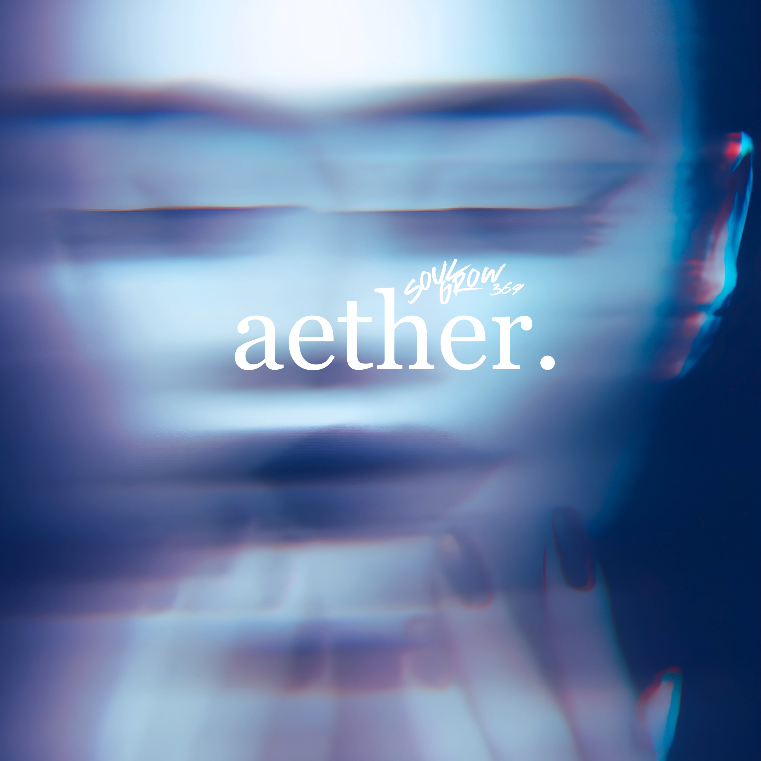 Aether abstract portrait of a blurred human face in blue with layered visual distortion