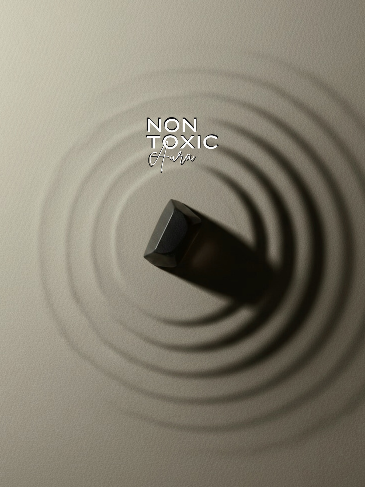 on-Toxic Aura Input Timing Guide cover with a black geometric block casting concentric ripple-like shadows across a light textured background