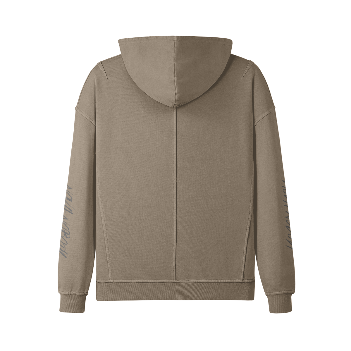 Back view of the Soul Supremacy Encoded Motifs Washed Turtleneck Hoodie in khaki with encoded graphic detailing