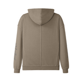 Back view of the Soul Supremacy Encoded Motifs Washed Turtleneck Hoodie in khaki with encoded graphic detailing